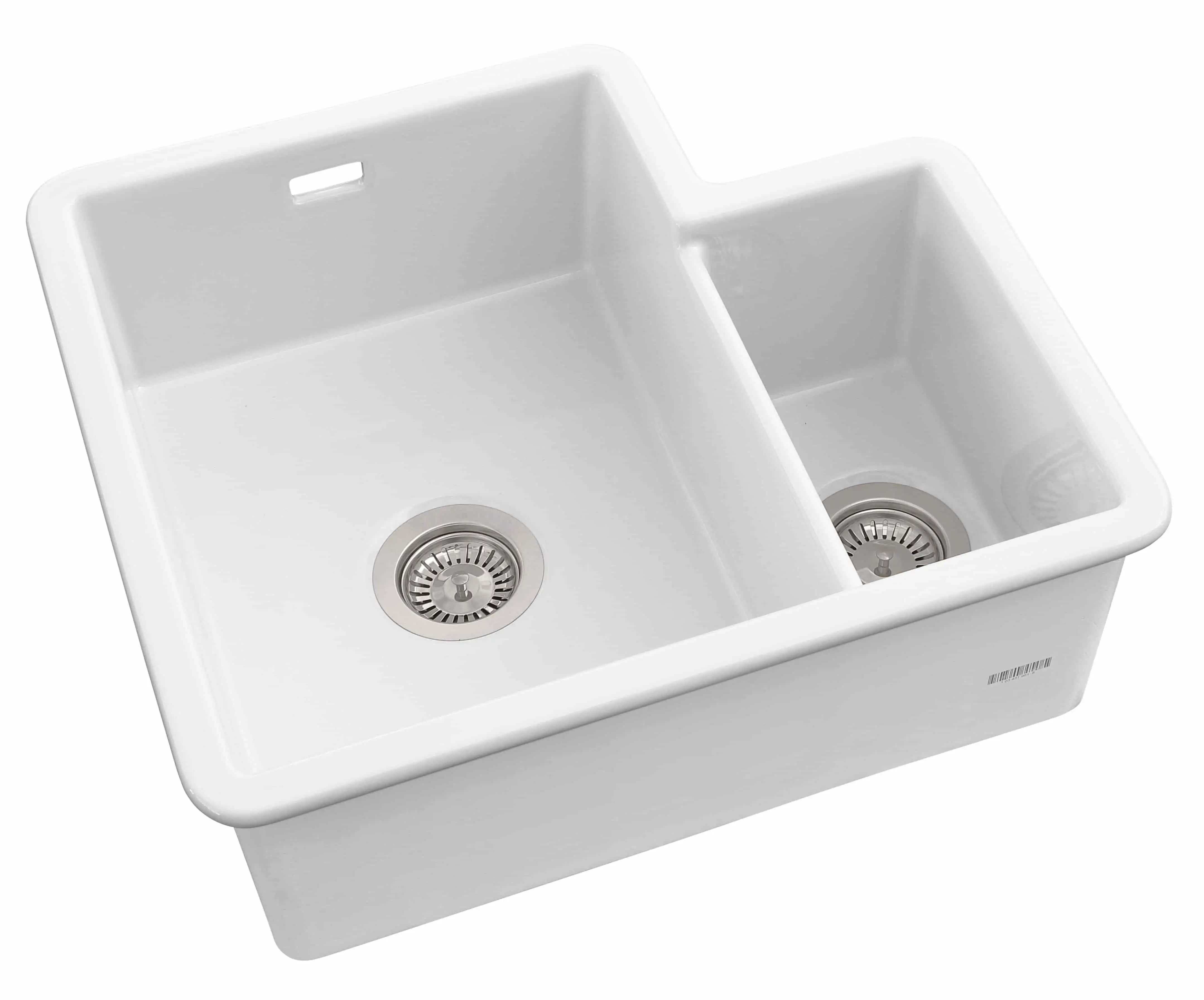 White Ceramic Undermount 1 1/3 Bowl Sink
